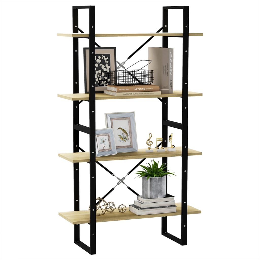 vidaXL Bibliothèque 4 étagères Chêne Sonoma 80x30x140 cm Bois d'ingénierie