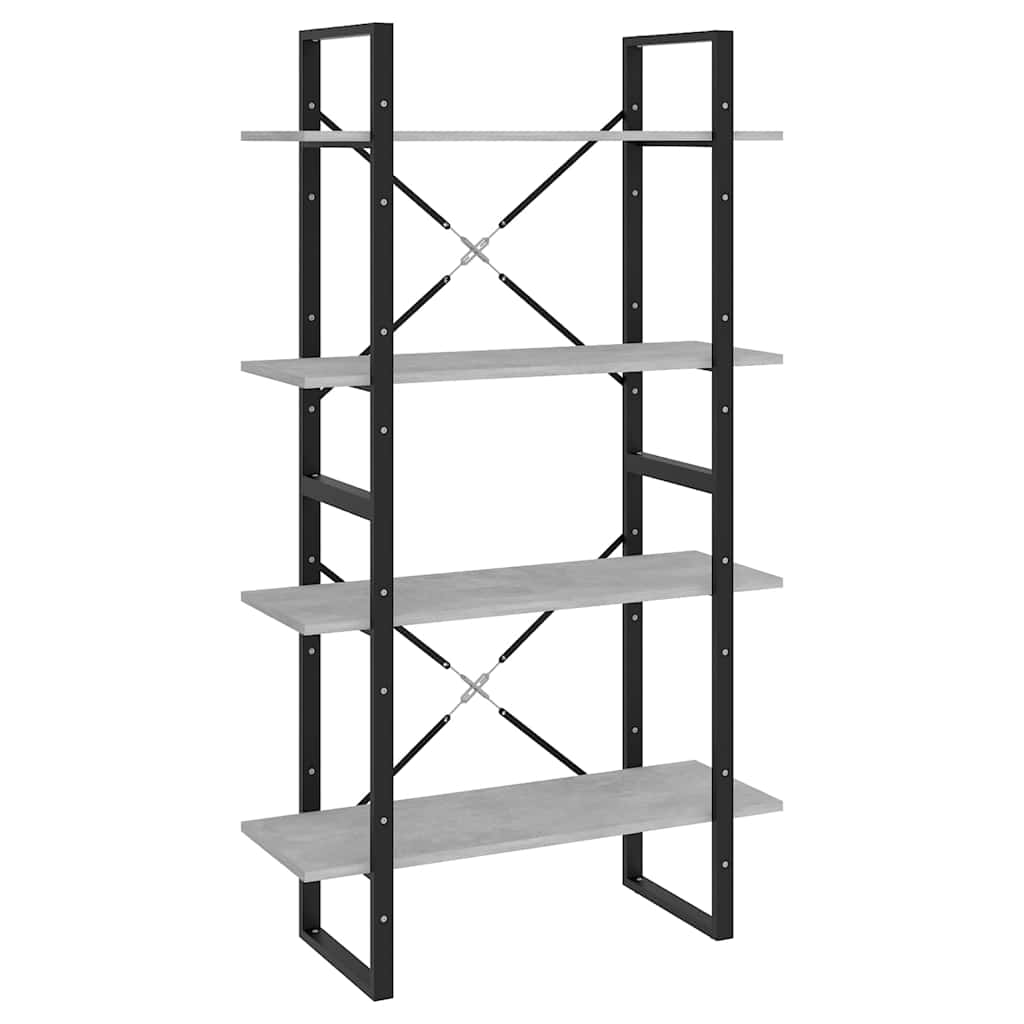 vidaXL Bücherregal 4 Fächer Betongrau 80x30x140 cm Holzwerkstoff
