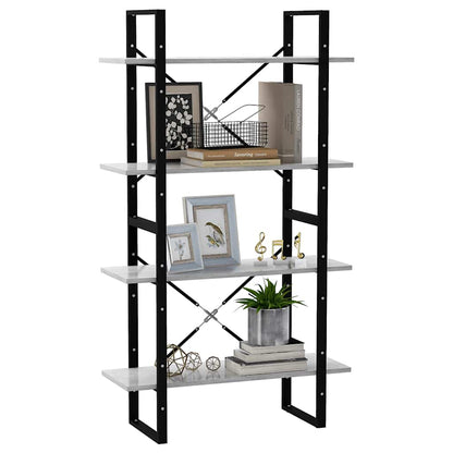 vidaXL Bücherregal 4 Fächer Betongrau 80x30x140 cm Holzwerkstoff