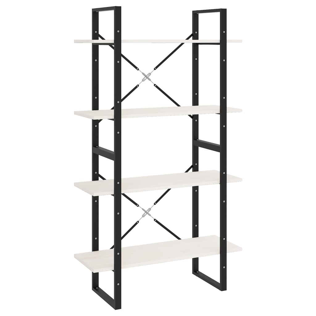 vidaXL Bücherregal 4 Böden Weiß 80x30x140 cm Massivholz Kiefer