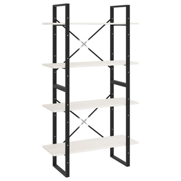 vidaXL Bücherregal 4 Böden Weiß 80x30x140 cm Massivholz Kiefer