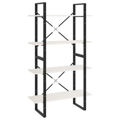 vidaXL Bücherregal 4 Böden Weiß 80x30x140 cm Massivholz Kiefer