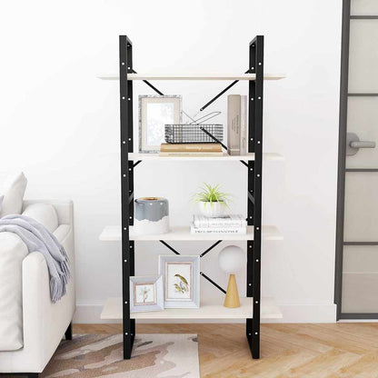 vidaXL Bücherregal 4 Böden Weiß 80x30x140 cm Massivholz Kiefer