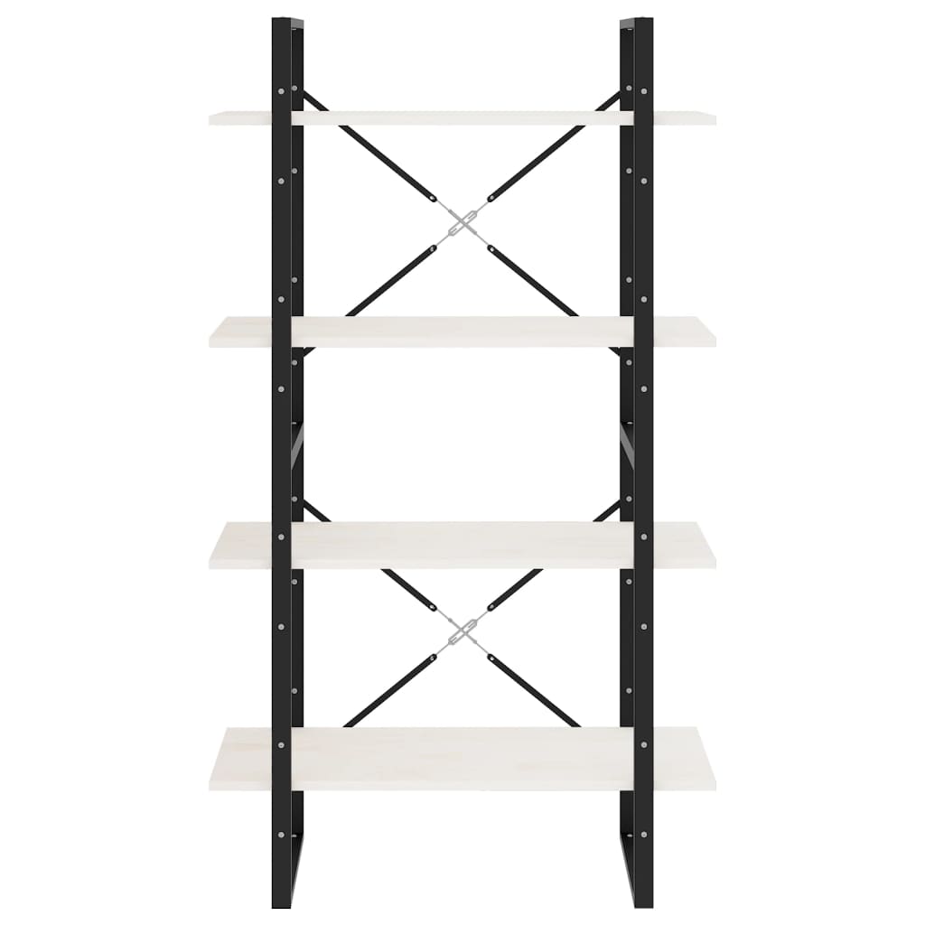 vidaXL Bücherregal 4 Böden Weiß 80x30x140 cm Massivholz Kiefer