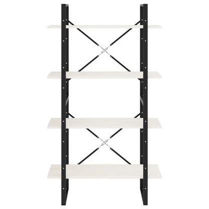 vidaXL Bücherregal 4 Böden Weiß 80x30x140 cm Massivholz Kiefer