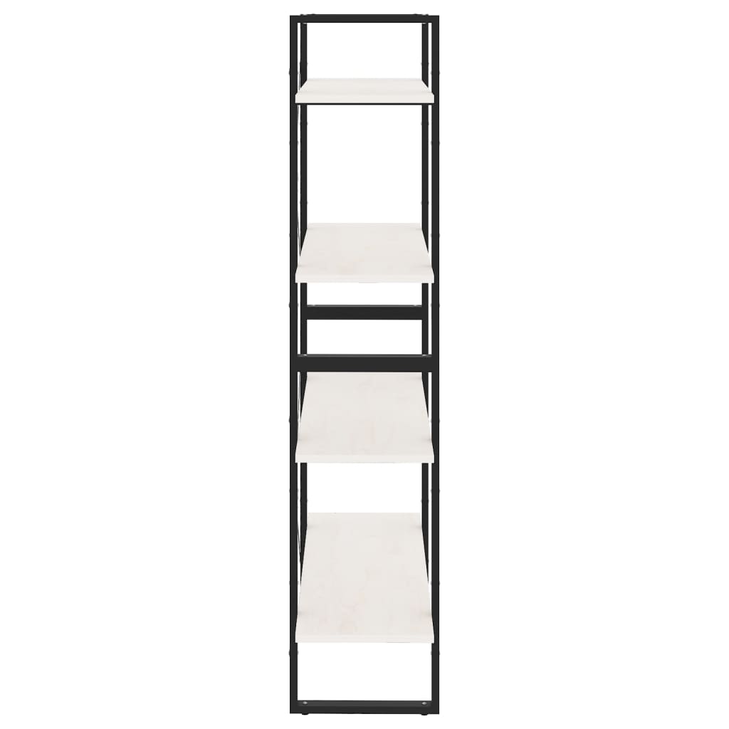 vidaXL Bücherregal 4 Böden Weiß 80x30x140 cm Massivholz Kiefer