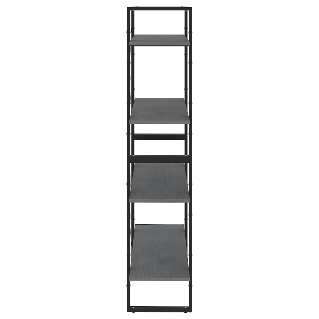 vidaXL Bücherregal 4 Böden Grau 80x30x140 cm Massivholz Kiefer