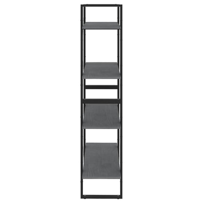 vidaXL Bücherregal 4 Böden Grau 80x30x140 cm Massivholz Kiefer