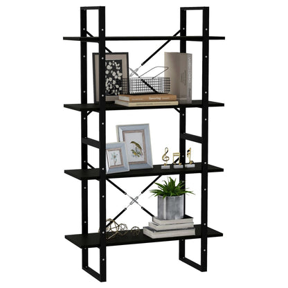 vidaXL Bücherregal 4 Böden Schwarz 80x30x140 cm Massivholz Kiefer
