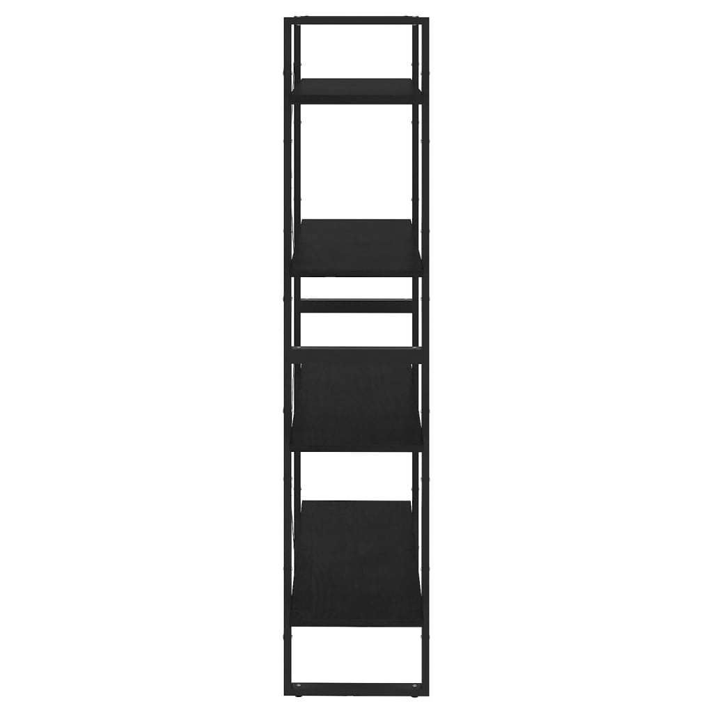 vidaXL Bücherregal 4 Böden Schwarz 80x30x140 cm Massivholz Kiefer