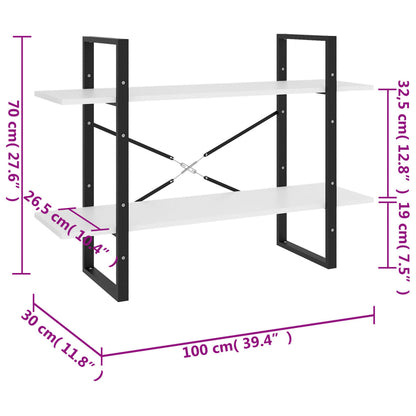 vidaXL Étagère à livres 2 compartiments Blanc 100x30x70 cm Bois d'ingénierie