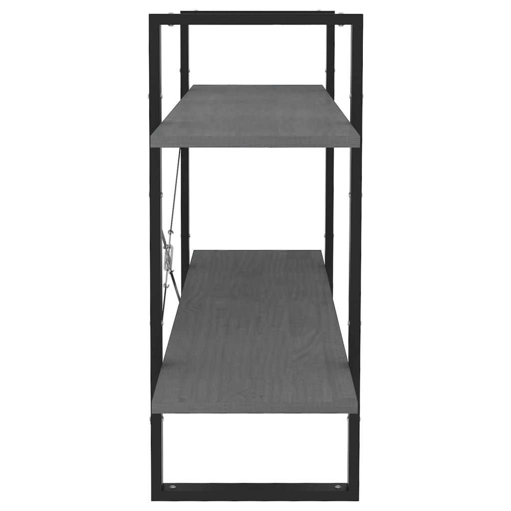 vidaXL Étagère à 2 niveaux Gris 100x30x70 cm Bois de pin massif