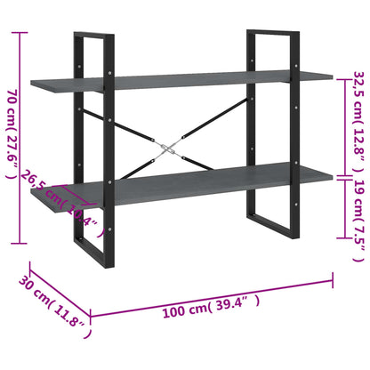 vidaXL Étagère à 2 niveaux Gris 100x30x70 cm Bois de pin massif