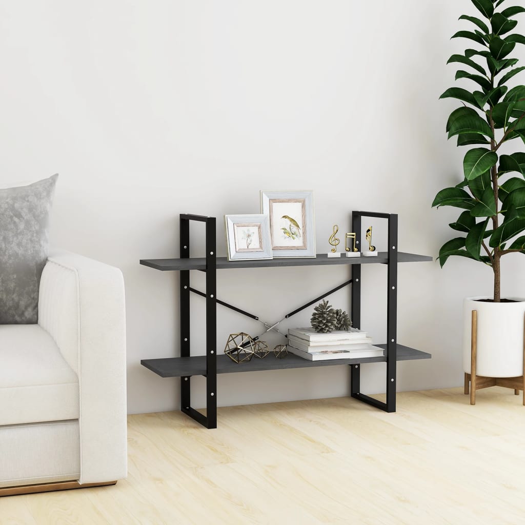 vidaXL Étagère à 2 niveaux Gris 100x30x70 cm Bois de pin massif