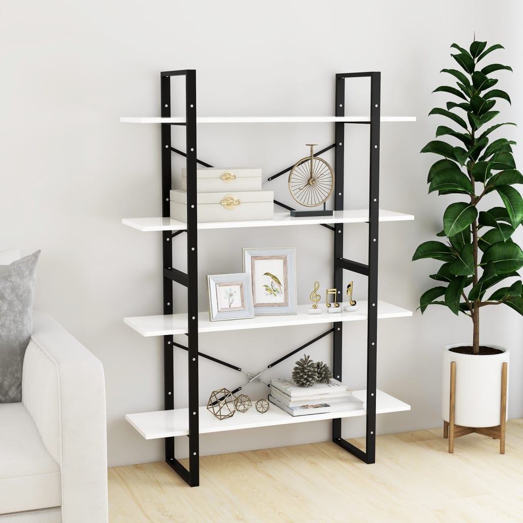 vidaXL Bibliothèque 4 étagères Blanc 100x30x140 cm Bois d'ingénierie