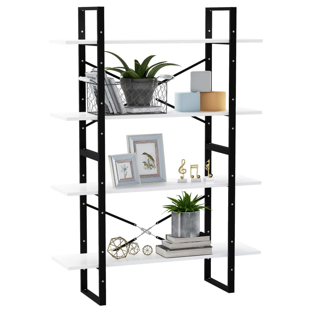 vidaXL Bibliothèque 4 étagères Blanc 100x30x140 cm Bois d'ingénierie
