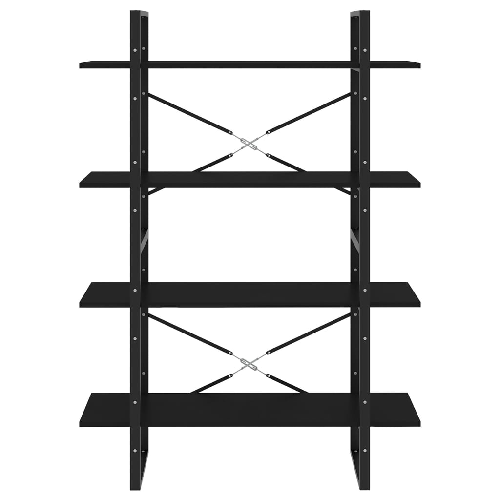vidaXL Étagère à livres à 4 compartiments noir 100x30x140 cm Bois d'ingénierie