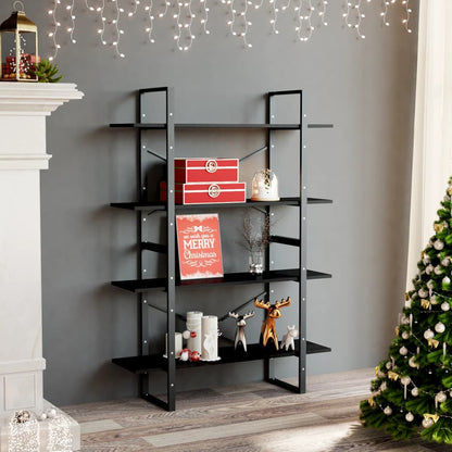 vidaXL Étagère à livres à 4 compartiments noir 100x30x140 cm Bois d'ingénierie