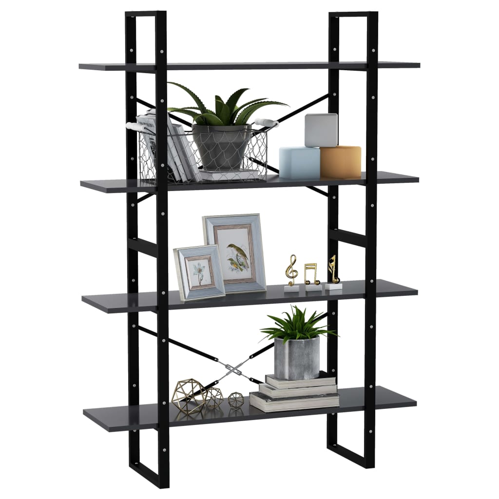 vidaXL Bibliothèque 4 étagères gris 100x30x140 cm bois d'ingénierie