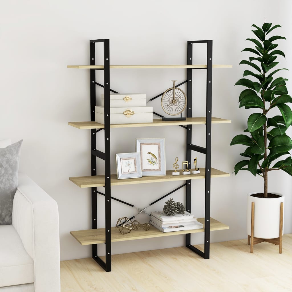 vidaXL Bibliothèque 4 étagères Chêne Sonoma 100x30x140 cm Bois d'ingénierie