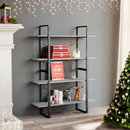 vidaXL Bibliothèque 4 étagères gris béton 100x30x140 cm en bois d'ingénierie