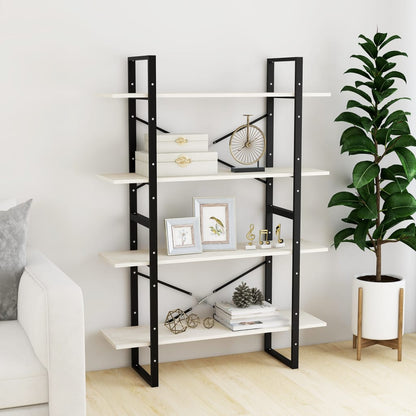 vidaXL Bücherregal 4 Böden Weiß 100x30x140 cm Massivholz Kiefer