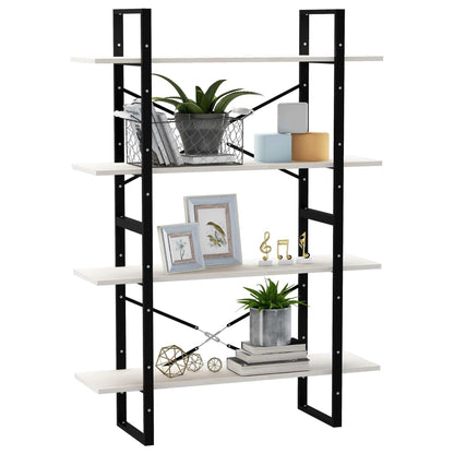 vidaXL Bücherregal 4 Böden Weiß 100x30x140 cm Massivholz Kiefer