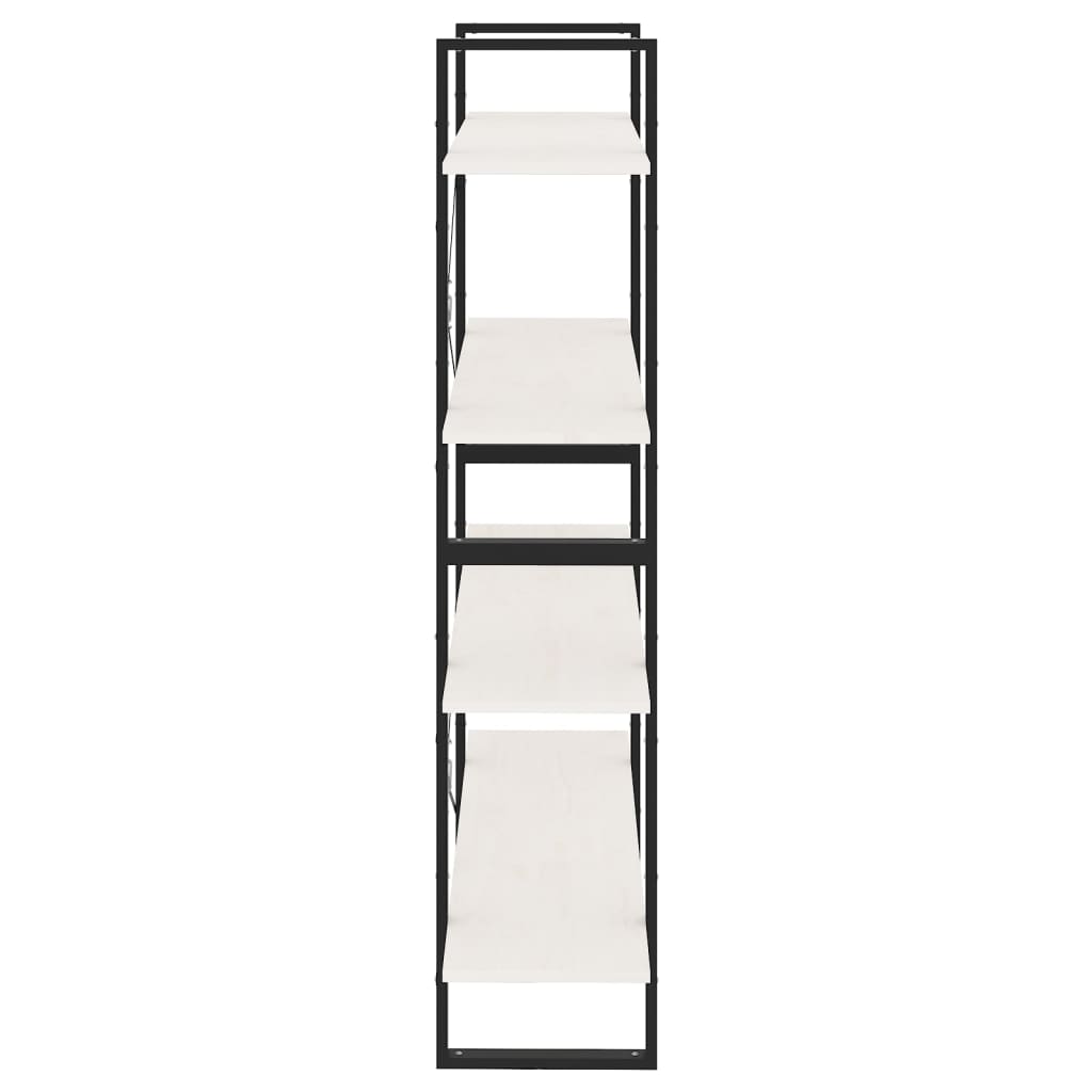 vidaXL Bücherregal 4 Böden Weiß 100x30x140 cm Massivholz Kiefer