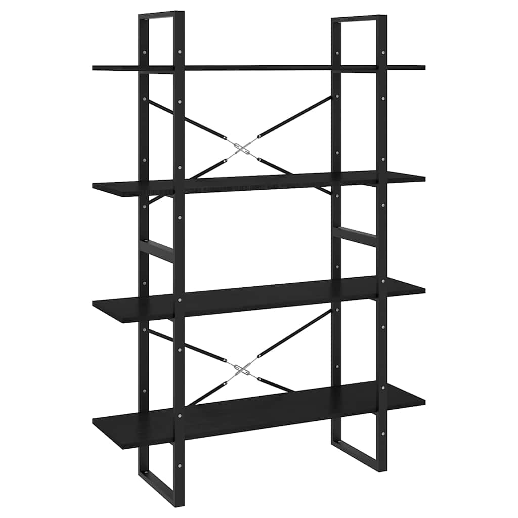 vidaXL Bücherregal 4 Böden Schwarz 100x30x140 cm Massivholz Kiefer