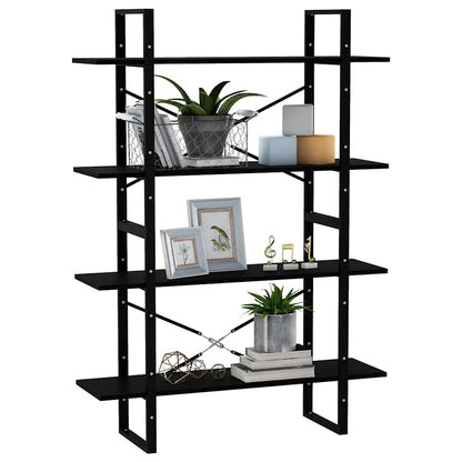 vidaXL Bücherregal 4 Böden Schwarz 100x30x140 cm Massivholz Kiefer