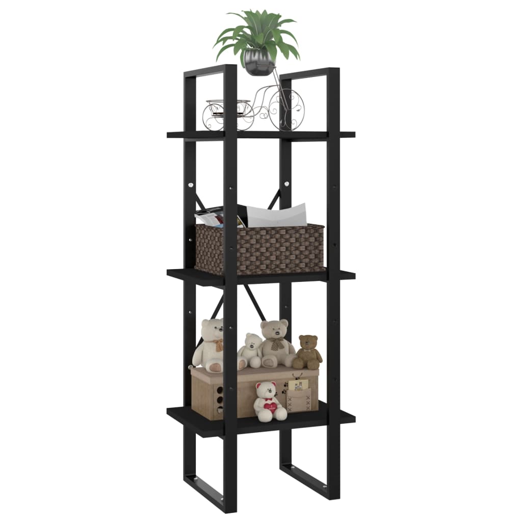 vidaXL Bücherregal 3 Fächer Schwarz 40x30x105 cm Holzwerkstoff