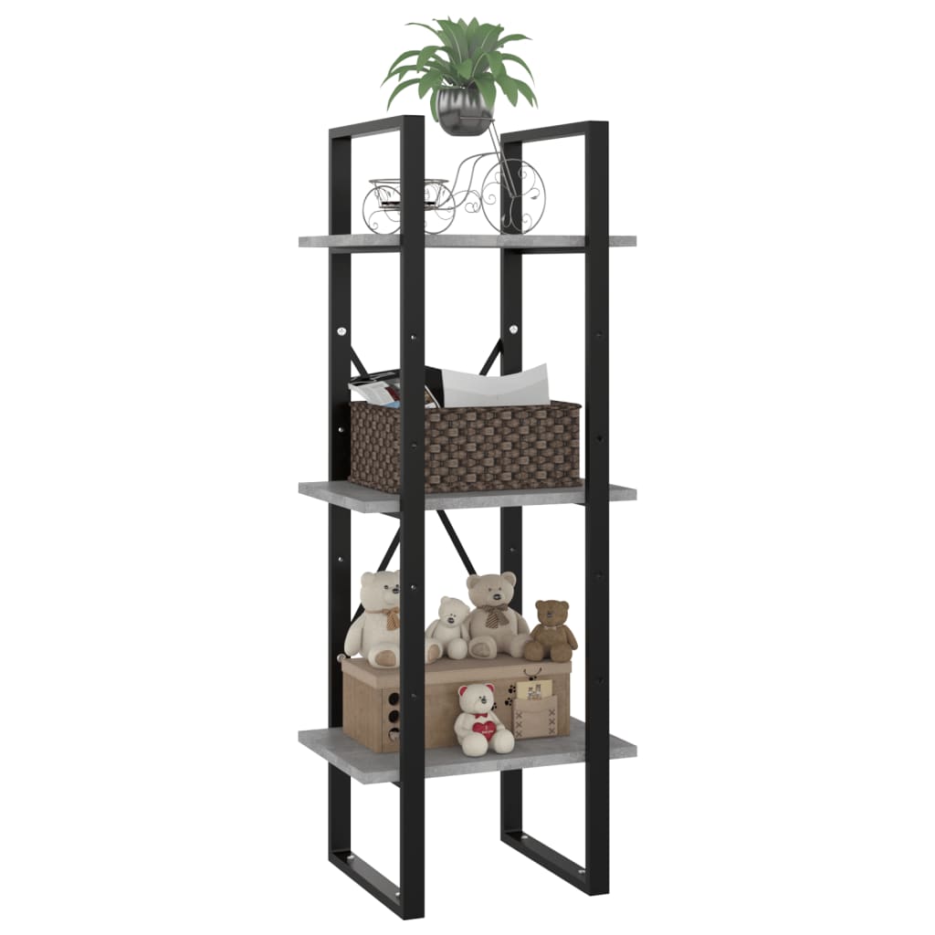 vidaXL Bücherregal 3 Fächer Betongrau 40x30x105 cm Holzwerkstoff