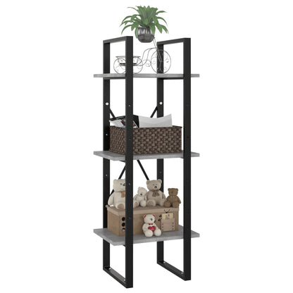 vidaXL Bücherregal 3 Fächer Betongrau 40x30x105 cm Holzwerkstoff