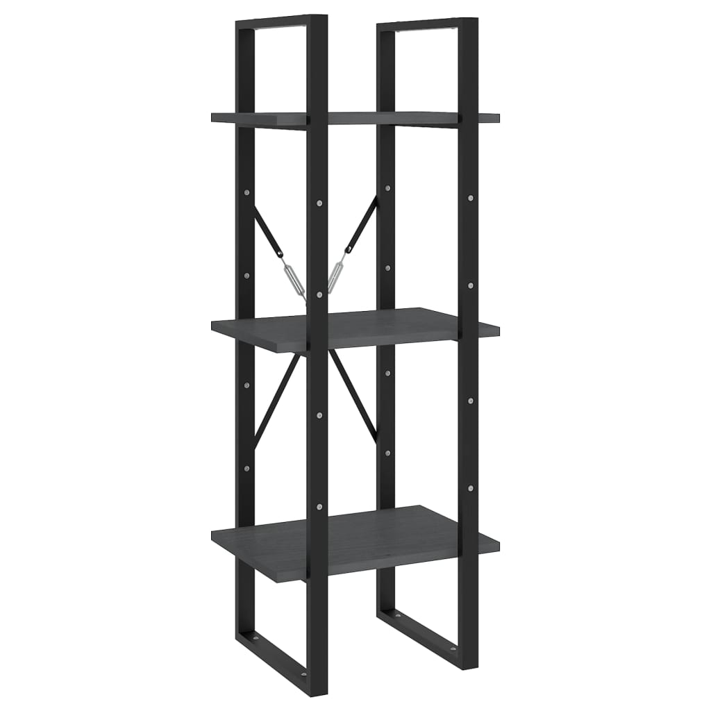vidaXL Bücherregal 3 Böden Grau 40x30x105 cm Massivholz Kiefer