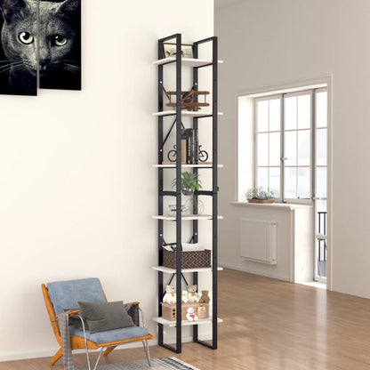 vidaXL Bücherregal 6 Fächer Weiß 40x30x210 cm Holzwerkstoff