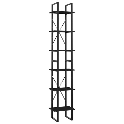 vidaXL Bücherregal 6 Fächer Schwarz 40x30x210 cm Holzwerkstoff
