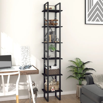 vidaXL Bücherregal 6 Fächer Schwarz 40x30x210 cm Holzwerkstoff