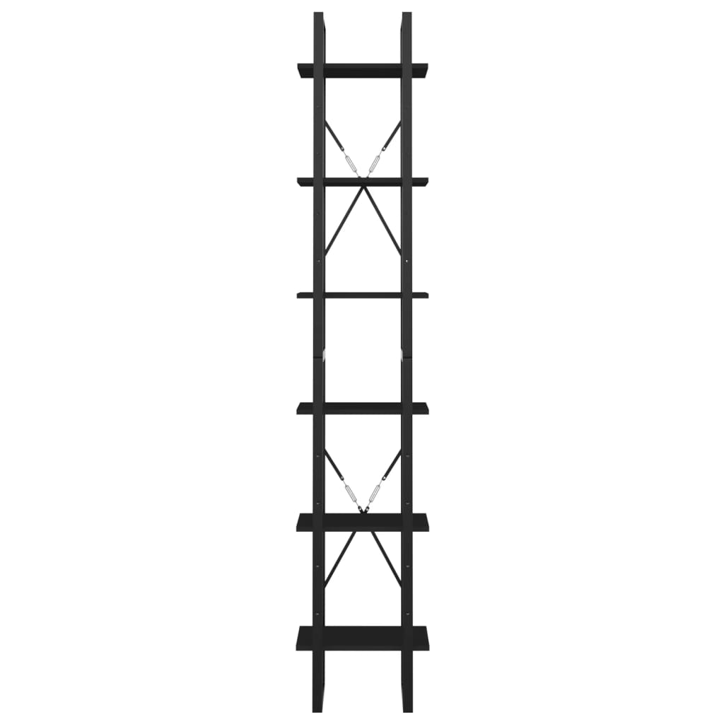 vidaXL Bücherregal 6 Fächer Schwarz 40x30x210 cm Holzwerkstoff