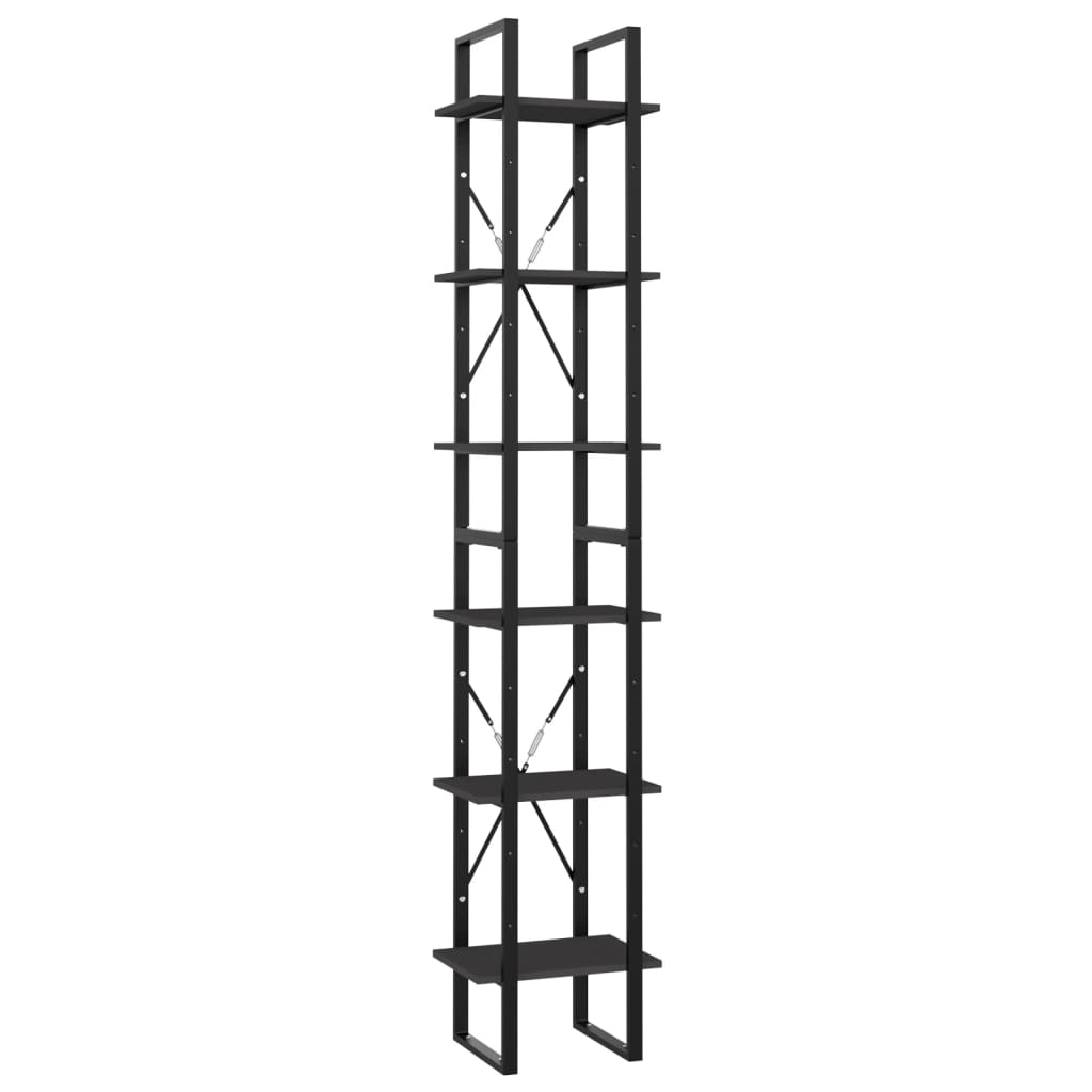vidaXL Bücherregal 6 Fächer Grau 40x30x210 cm Holzwerkstoff
