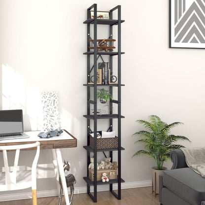 vidaXL Bücherregal 6 Fächer Grau 40x30x210 cm Holzwerkstoff