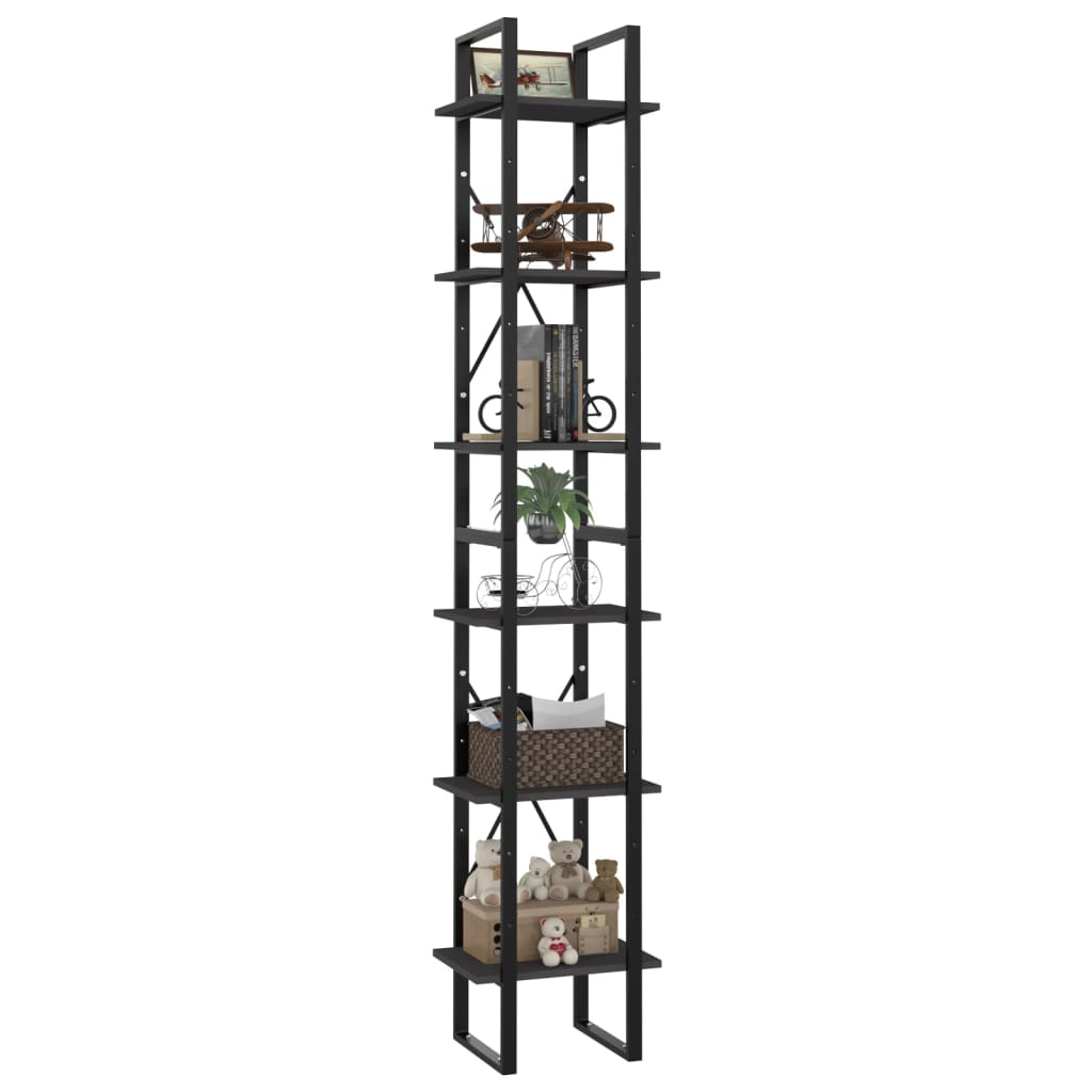 vidaXL Bücherregal 6 Fächer Grau 40x30x210 cm Holzwerkstoff