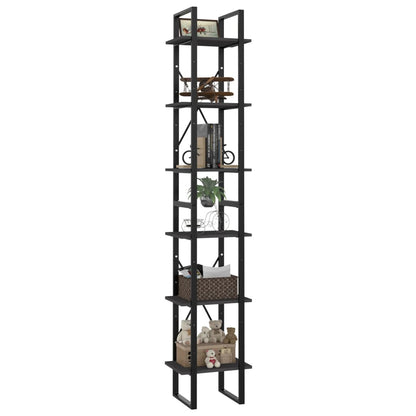 vidaXL Bücherregal 6 Fächer Grau 40x30x210 cm Holzwerkstoff