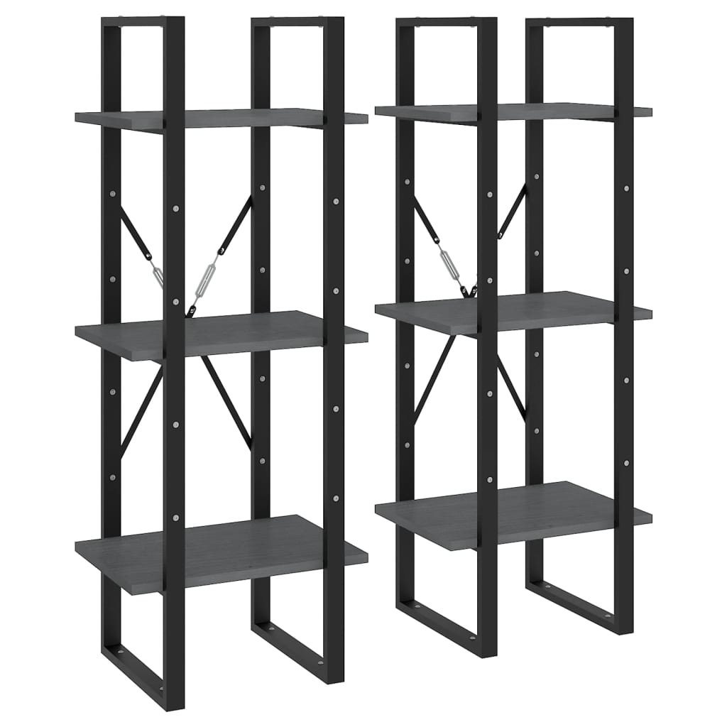 vidaXL Standregal Hoch Grau 40x30x210 cm Massivholz Kiefer