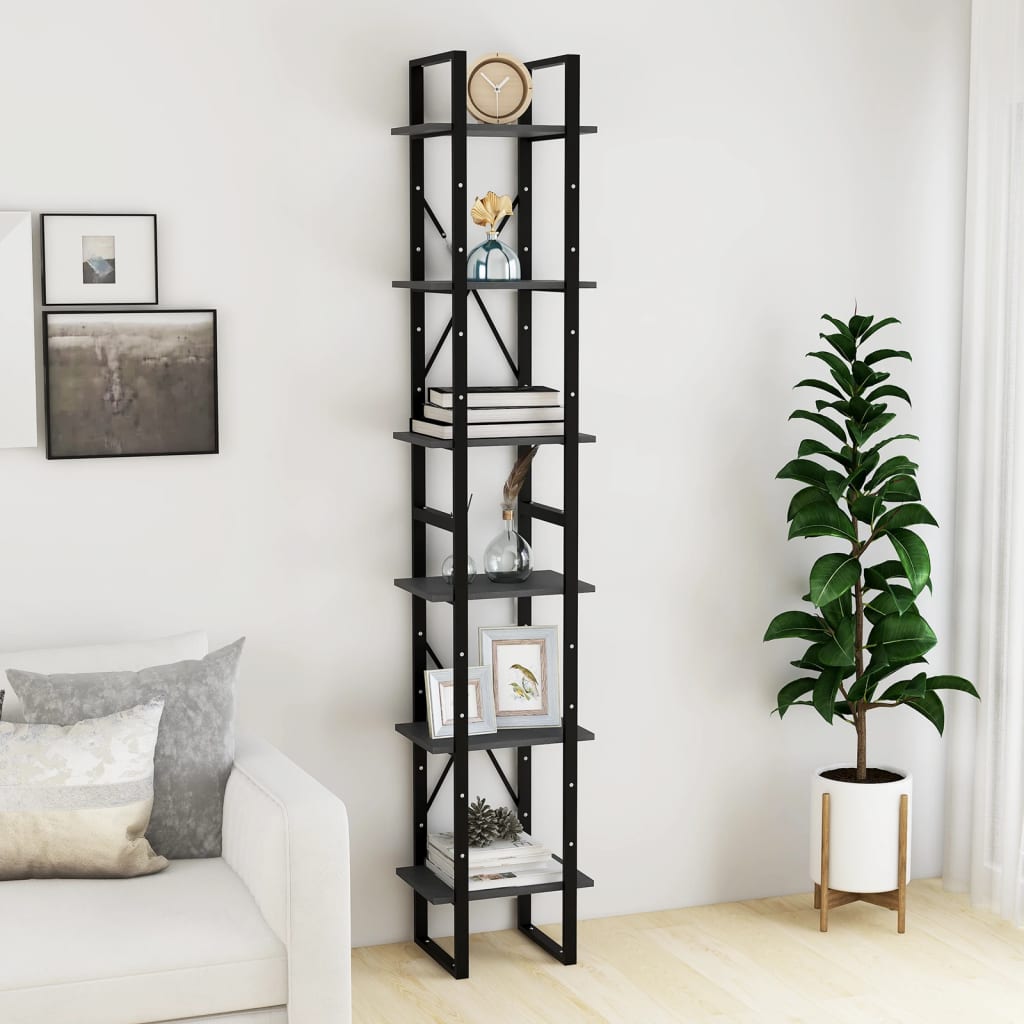 vidaXL Standregal Hoch Grau 40x30x210 cm Massivholz Kiefer