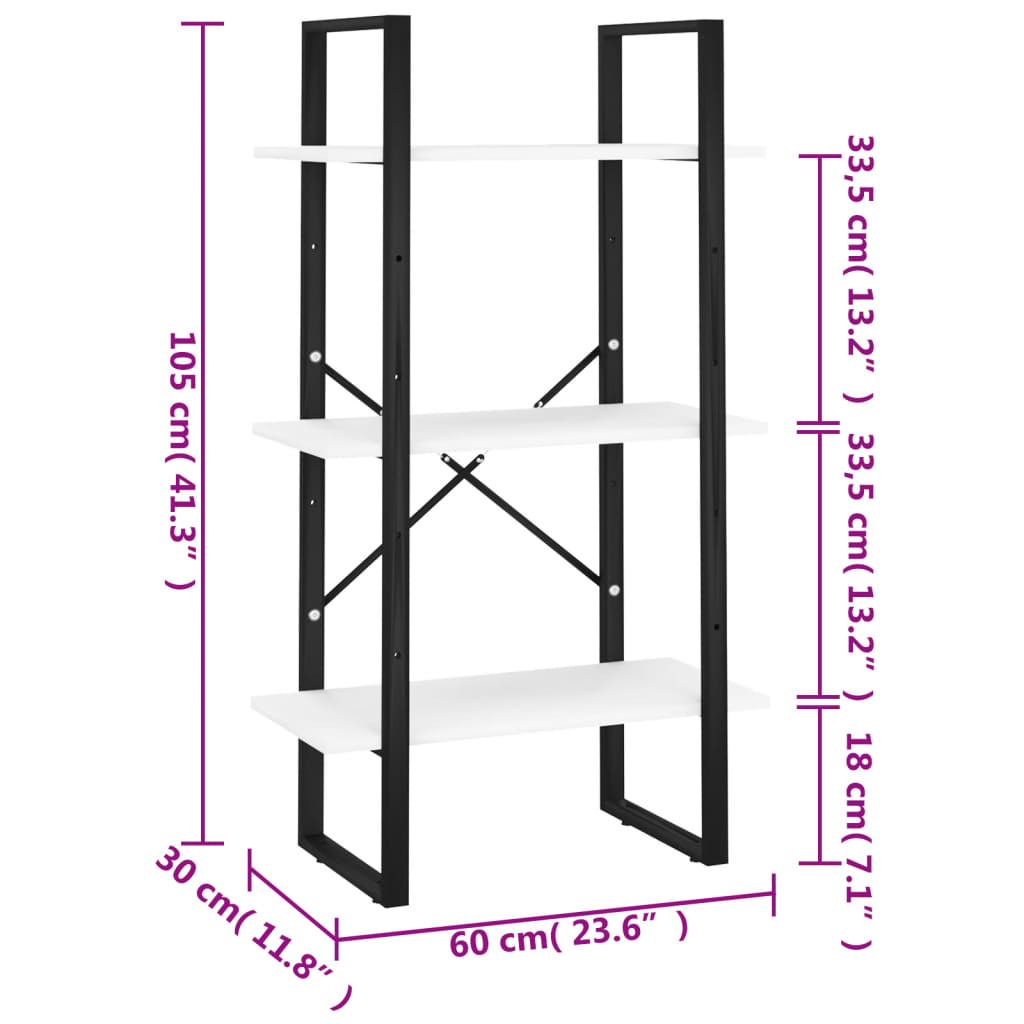 vidaXL Lagerregal Weiß 60x30x105 cm Holzwerkstoff