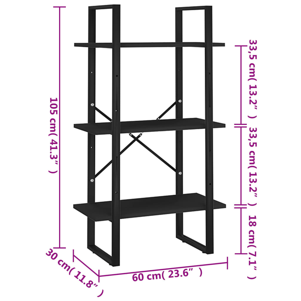 vidaXL Lagerregal Schwarz 60x30x105 cm Holzwerkstoff