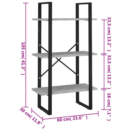 vidaXL Lagerregal Betongrau 60x30x105 cm Holzwerkstoff