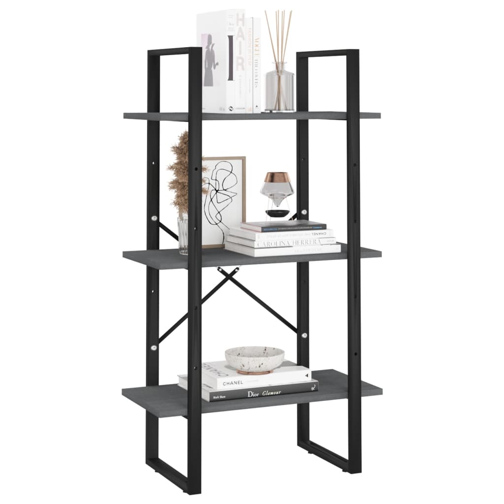vidaXL Étagère sur pied gris 60x30x105 cm bois de pin massif