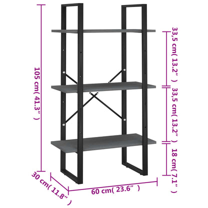vidaXL Étagère sur pied gris 60x30x105 cm bois de pin massif
