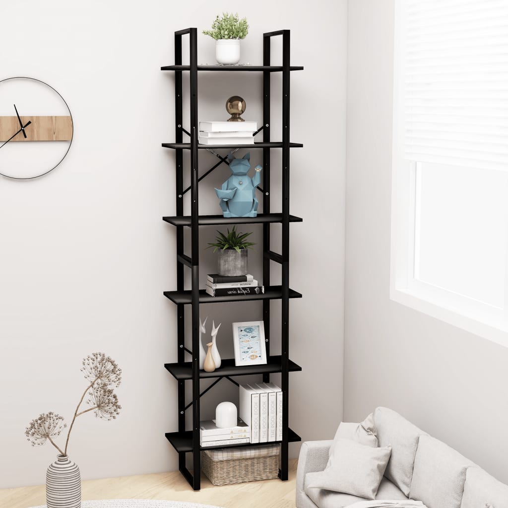 vidaXL Étagère de rangement noire 60x30x210 cm en bois d'ingénierie